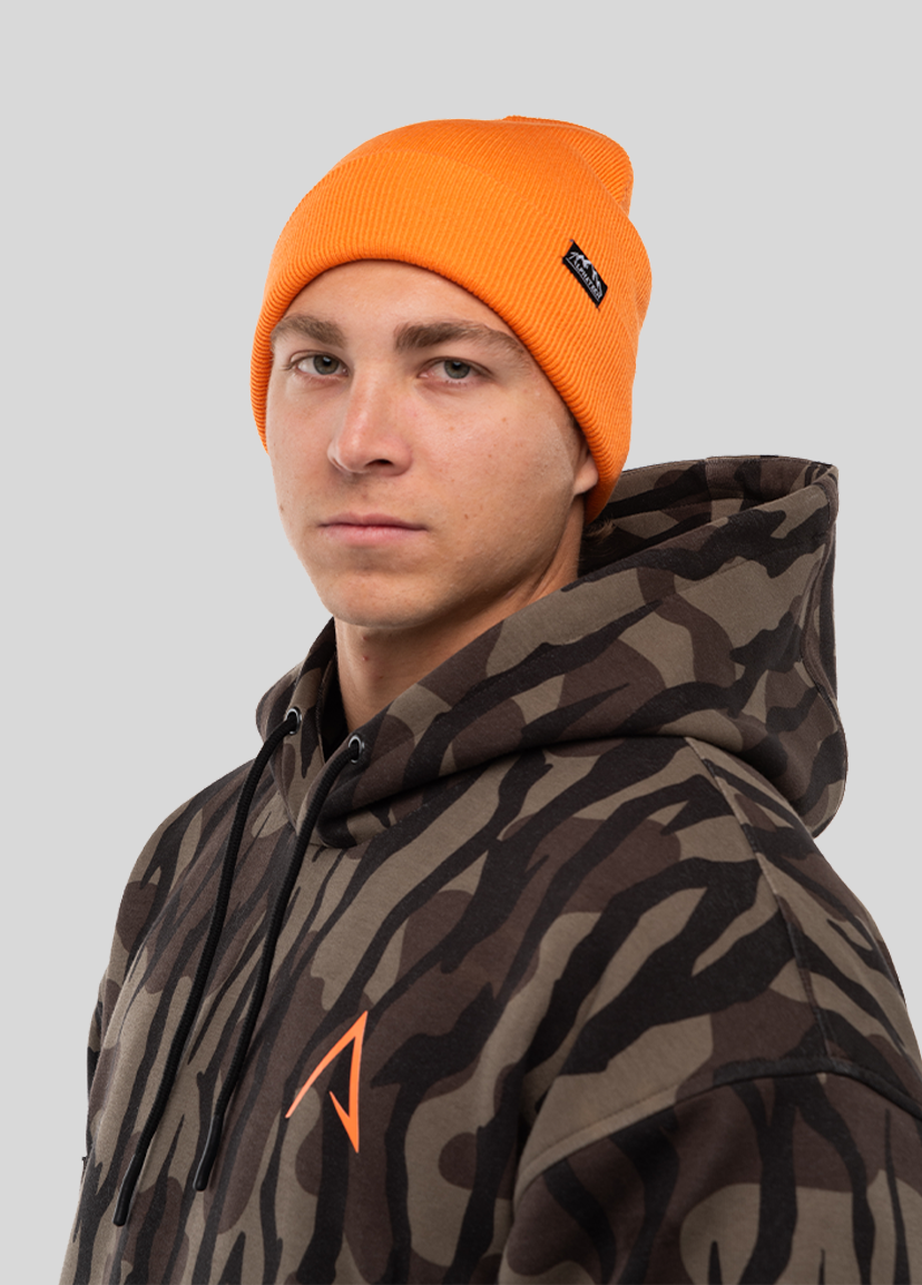 Merino Wool Team Beanie: High Vis Orange