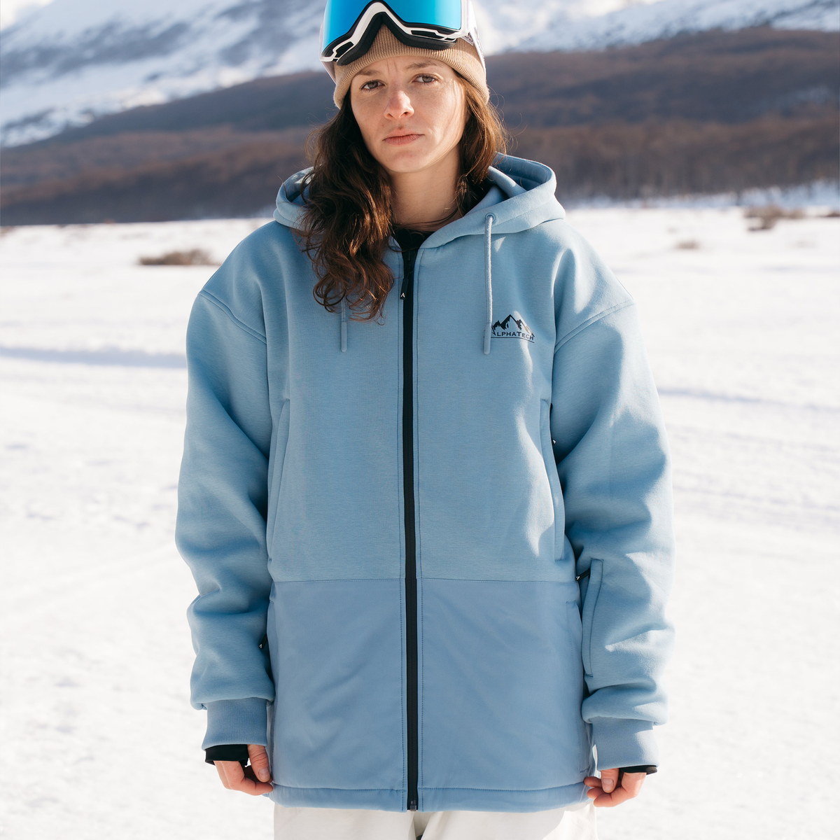 Softflex Zip-Up Snow Hoodie: Faded Denim