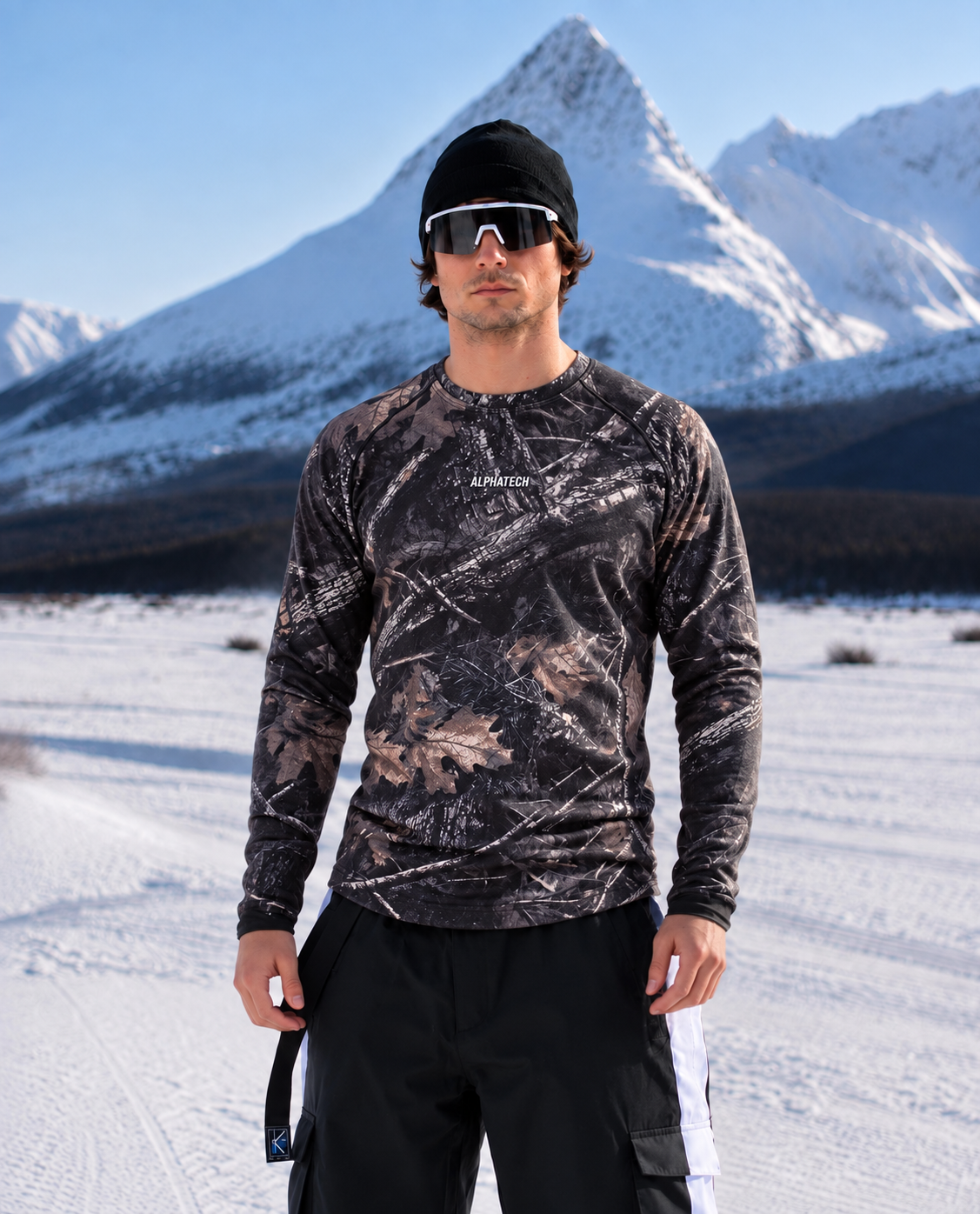Crew Neck Base Layer: Dark Camo