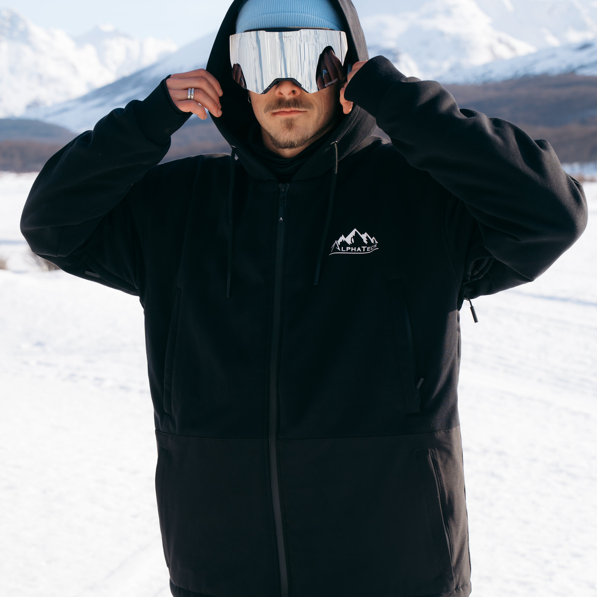 Softflex Zip-Up Snow Hoodie: Black